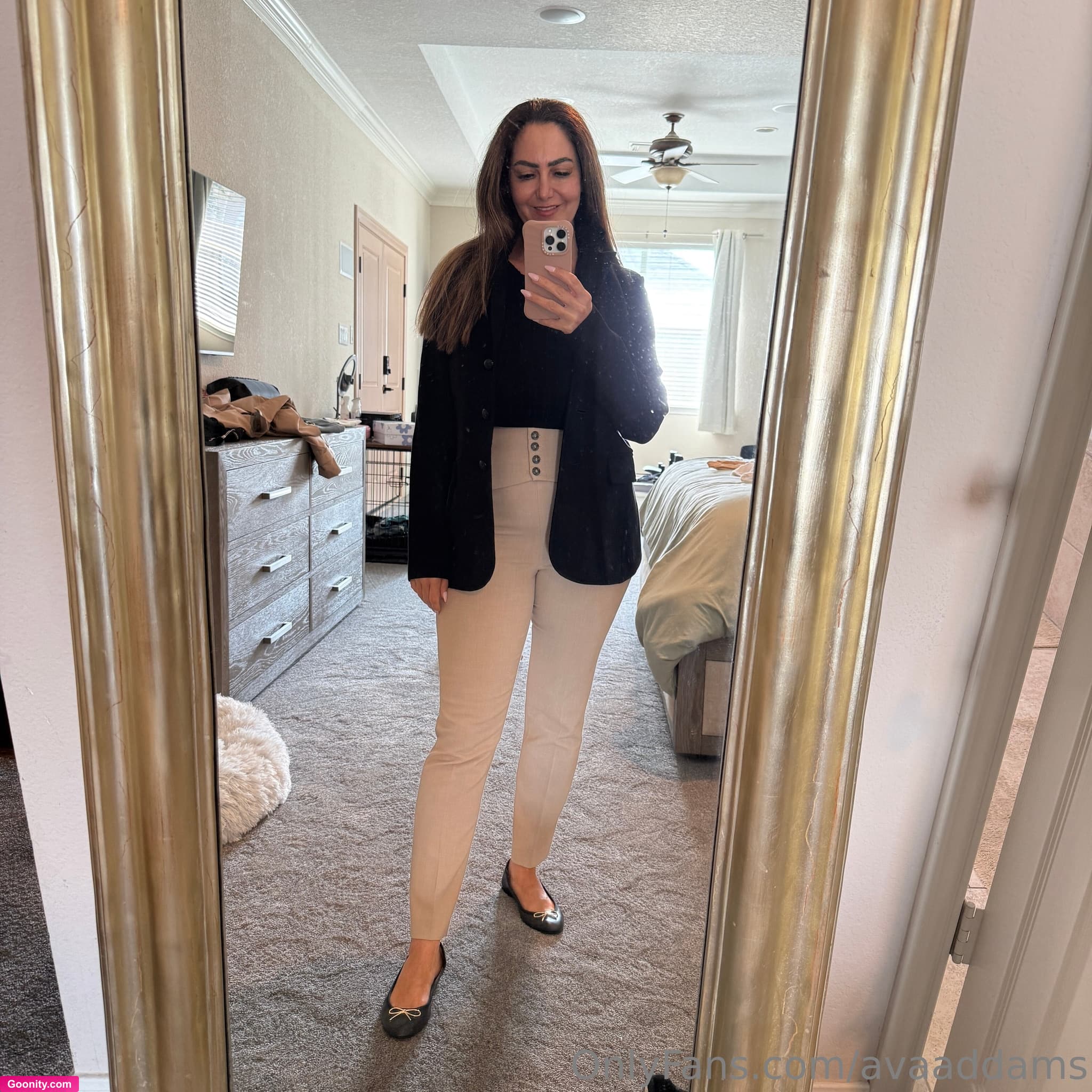 Ava Addams on OnlyFans - I'm indecisive today! Do we prefer the khaki or black blazer? What about the shoe? Kind of leaning towards the black flats but what do you think? 😅